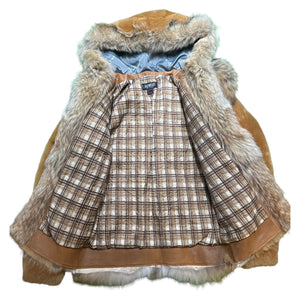 Kashani Natural Coyote Tail Hooded Mouton Shearling - Dudes Boutique
