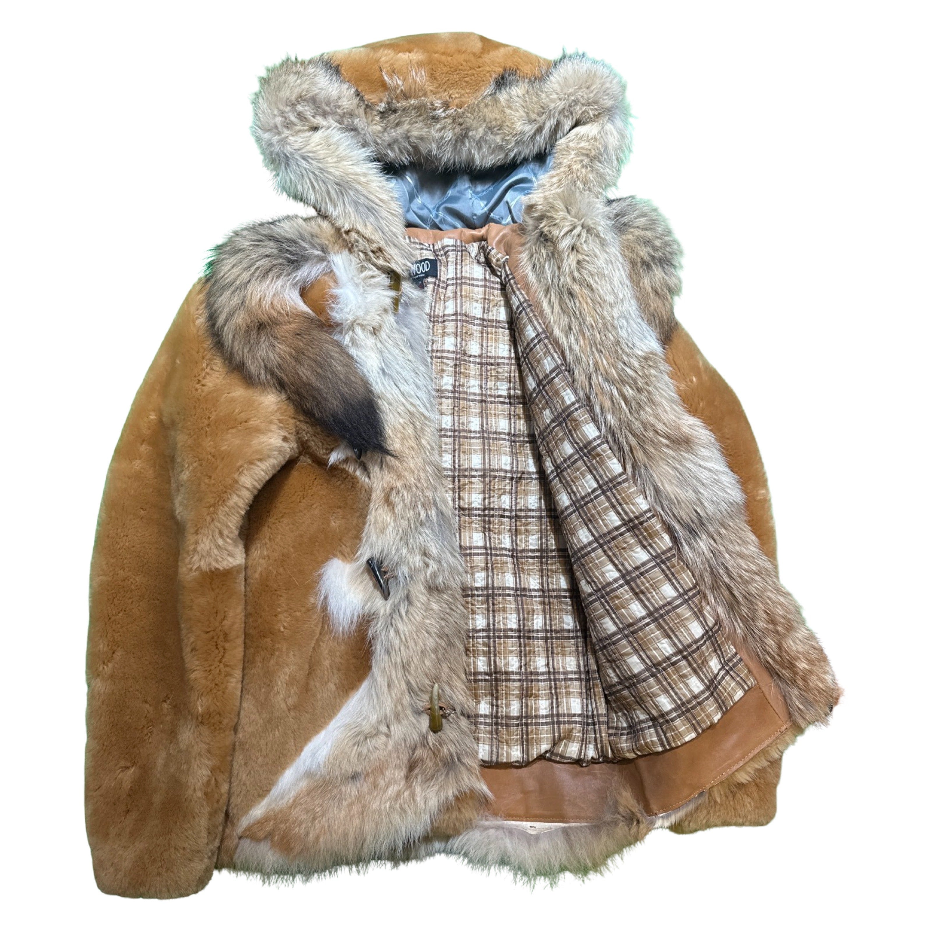 Kashani Natural Coyote Tail Hooded Mouton Shearling - Dudes Boutique