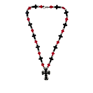 b.b. Simon Rounded Cross Necklace –Red/Black-Jet-SF - Dudes Boutique