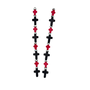 b.b. Simon Rounded Cross Necklace –Red/Black-Jet-SF - Dudes Boutique