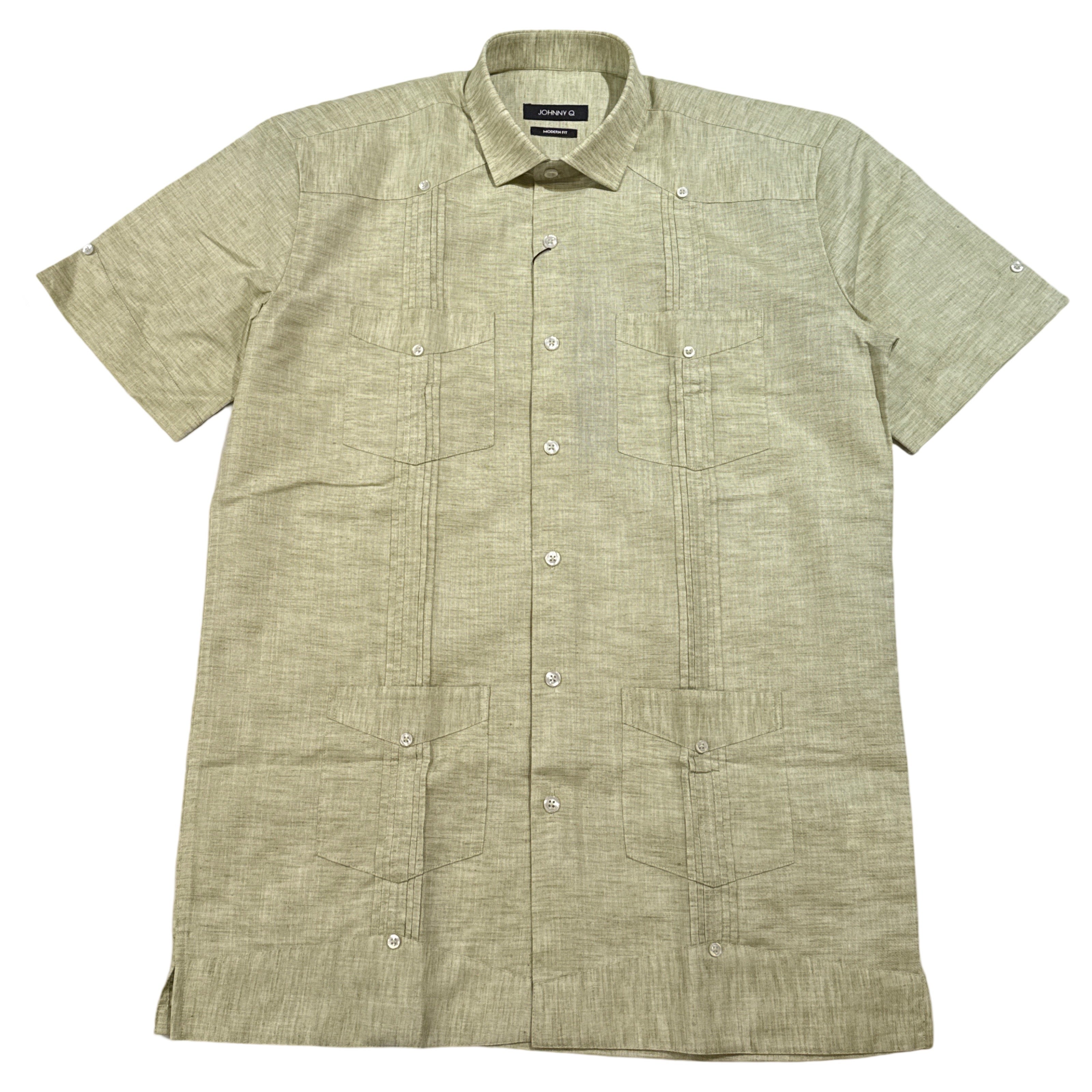 Johnny Q Men's Lime Cargo Pocket Short Sleeve Cigar Shirt - Dudes Boutique