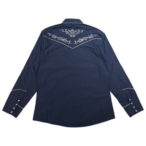 AttrakJeans Blue Embroidered Western Button Up Shirt - Dudes Boutique