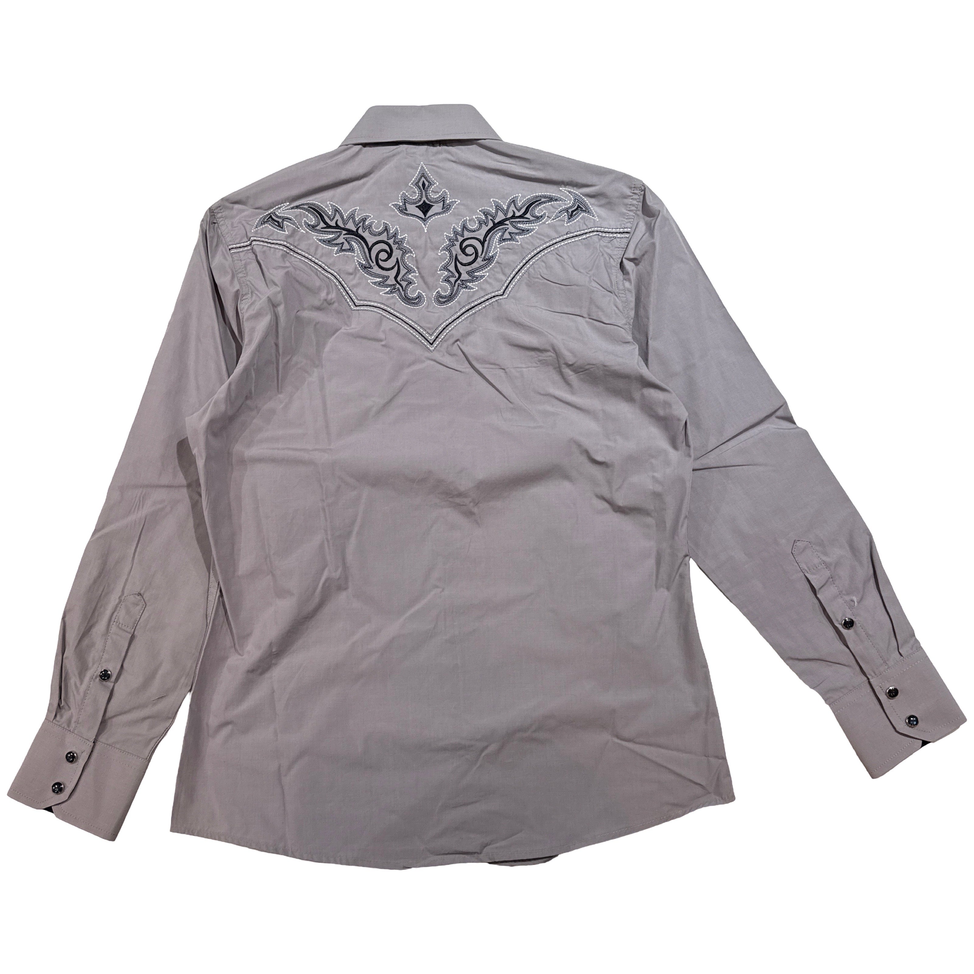 AttrakJeans Gray Embroidered Western Button Up Shirt - Dudes Boutique