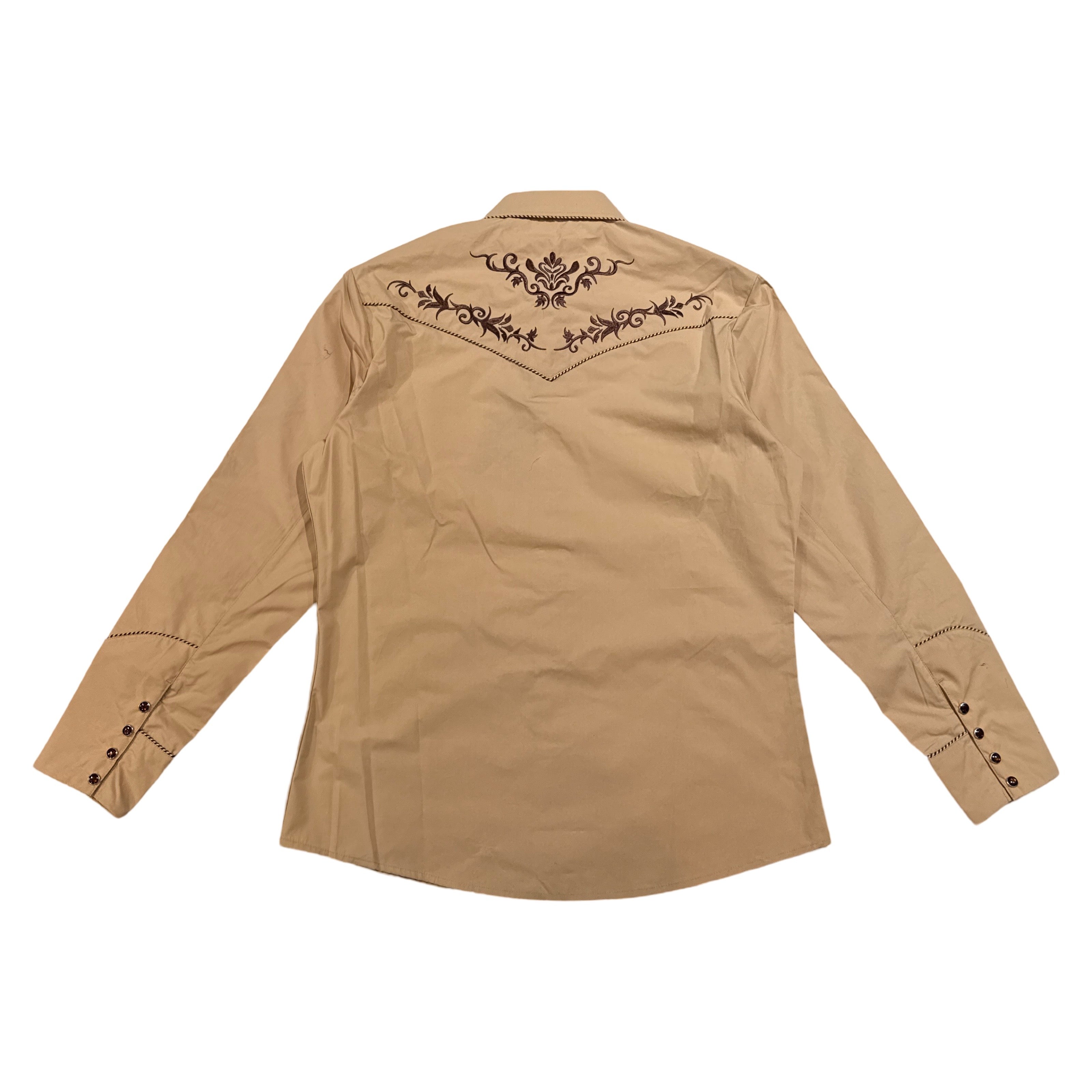 AttrakJeans Khaki Embroidered Western Button Up Shirt - Dudes Boutique