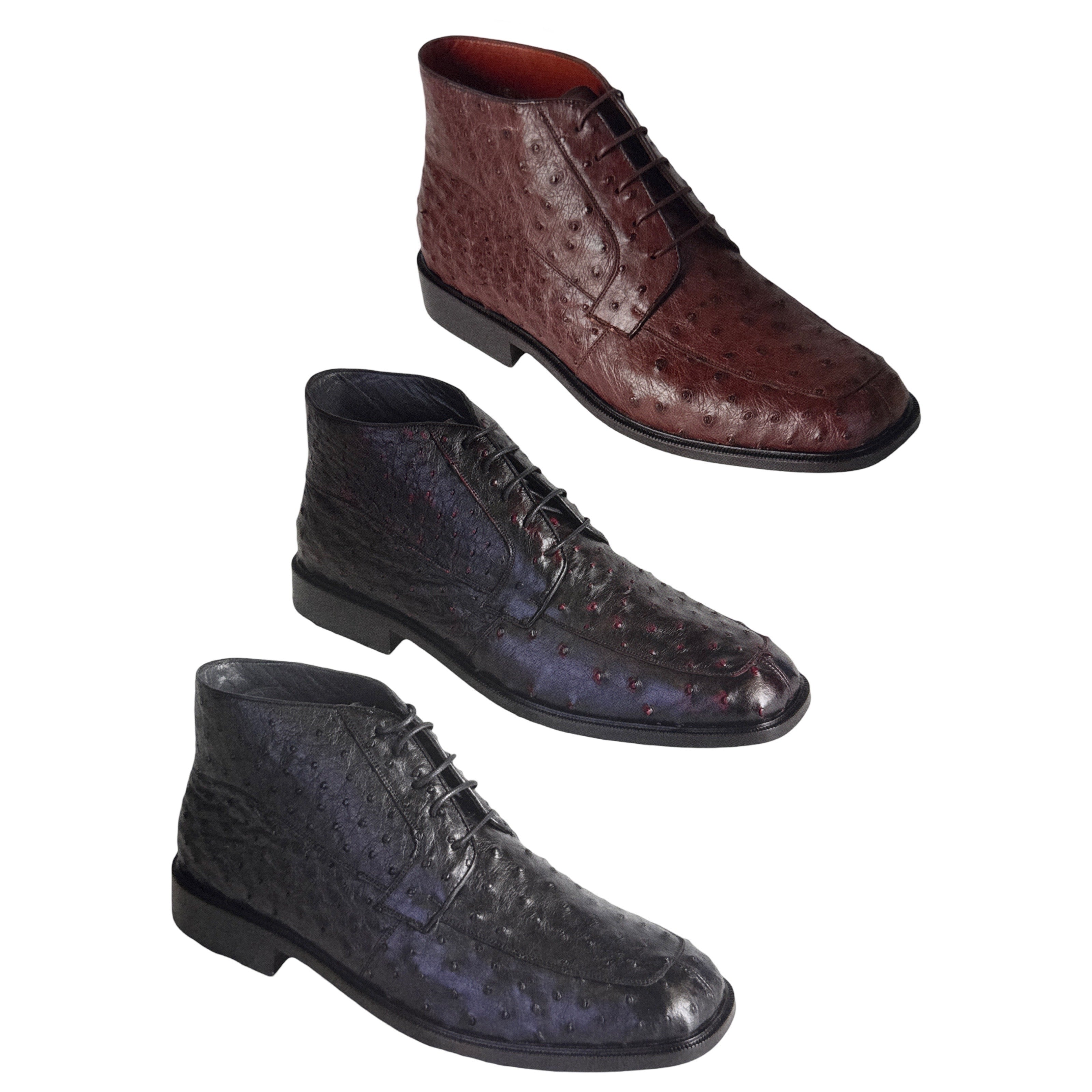 Los Altos Black Cherry Ostrich Quill Dress Ankle Boots - Dudes Boutique