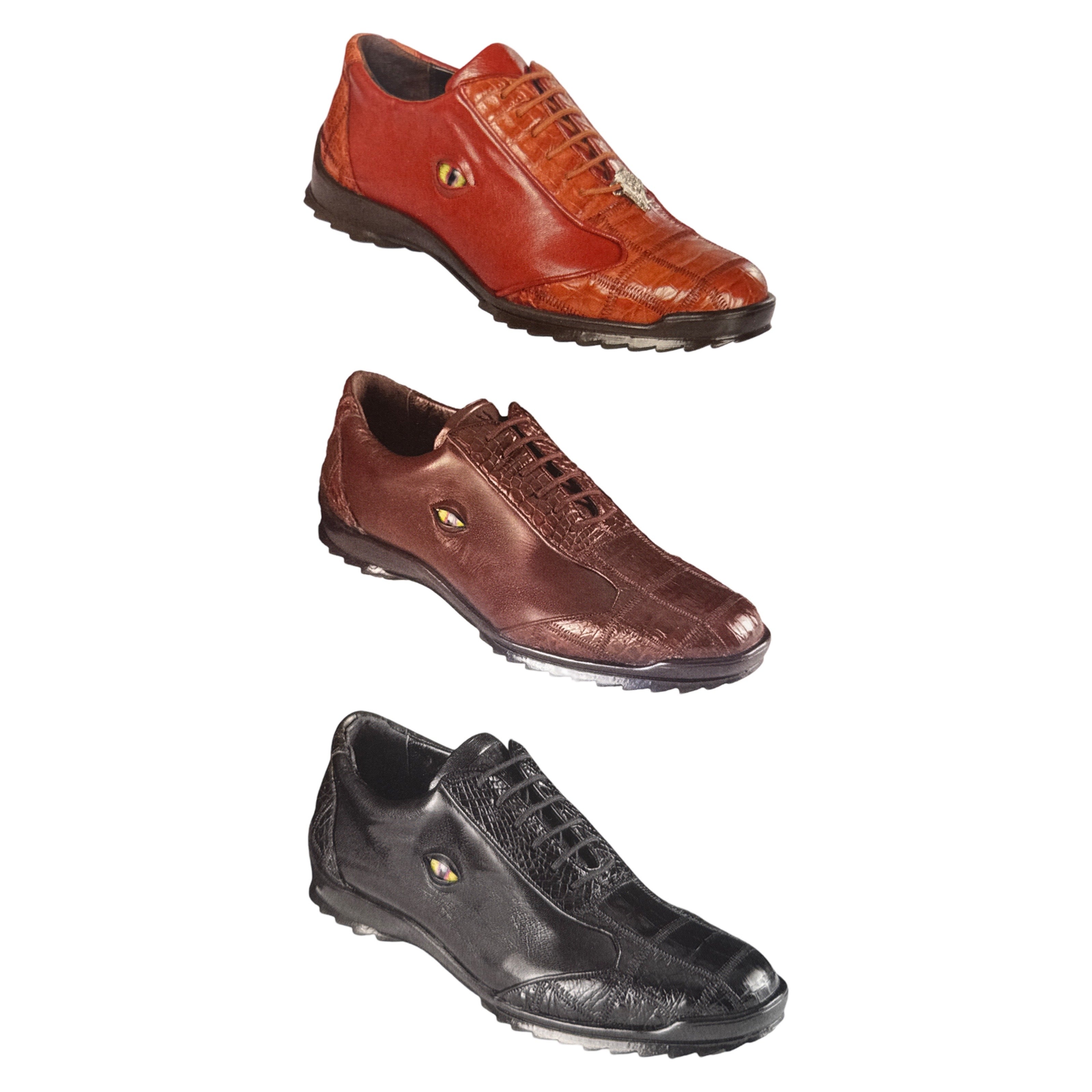 Los Altos Eye Caiman Crocodile Patchwork Sneakers - Dudes Boutique