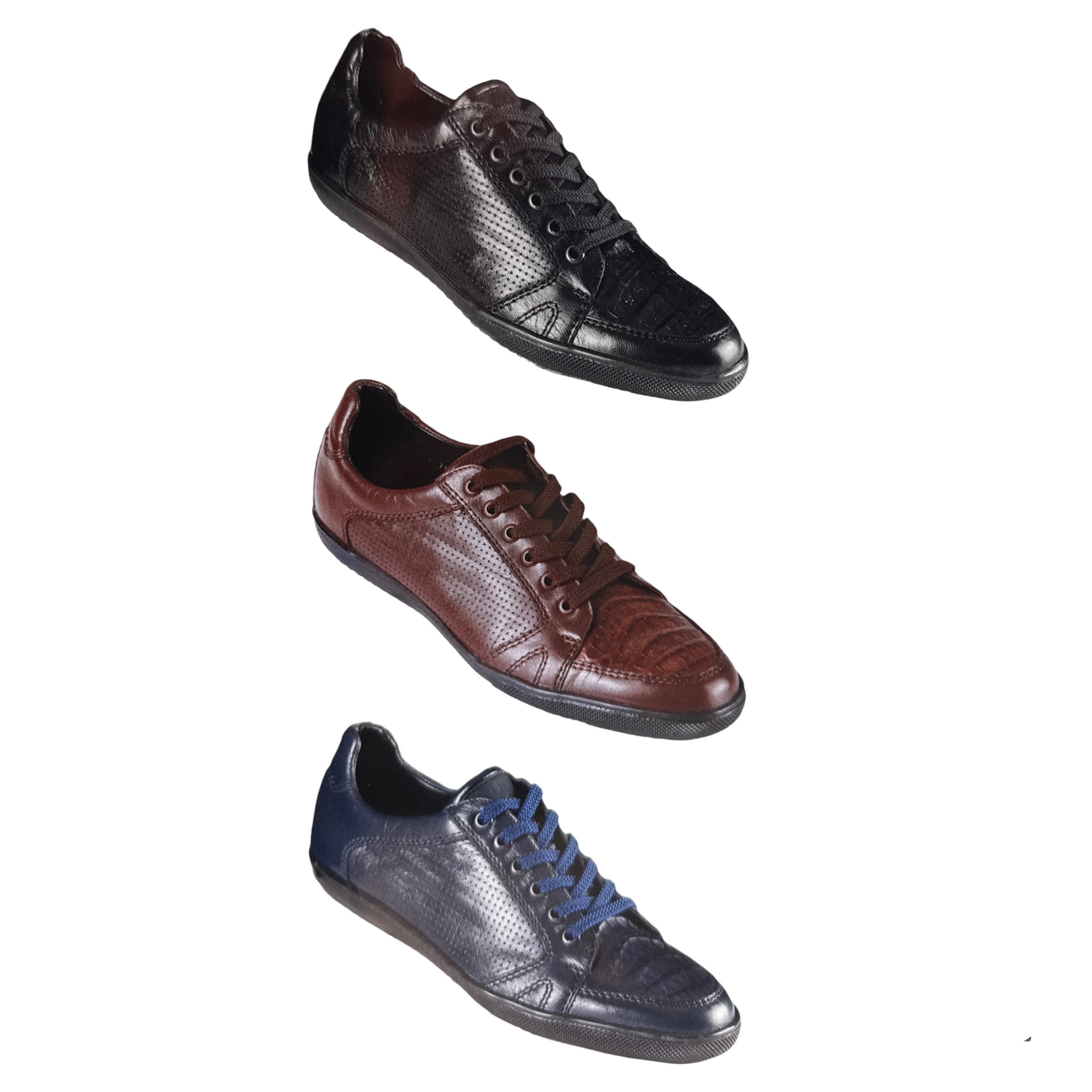 Los Altos Perforated Crocodile Toe Low Top Sneakers - Dudes Boutique