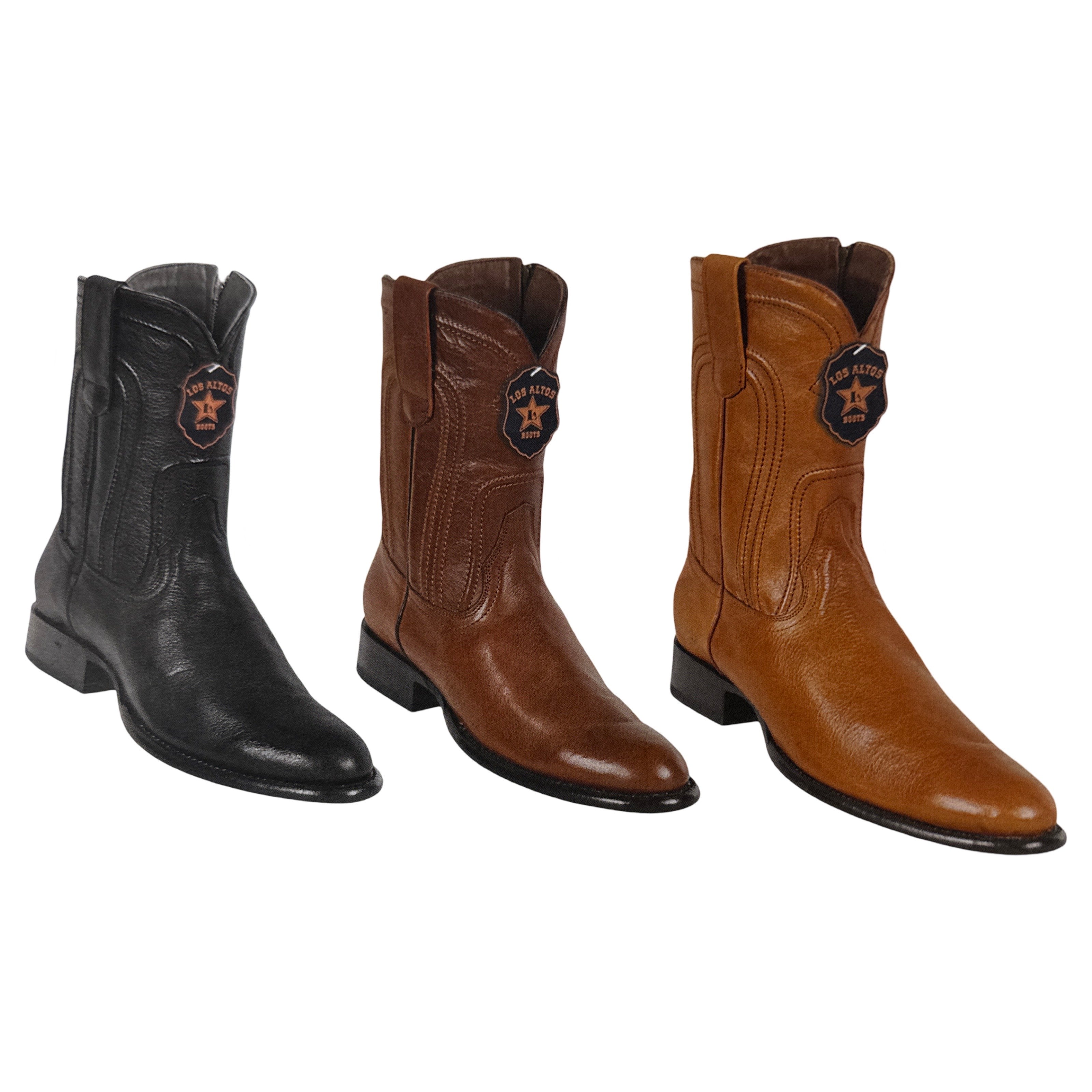 Los Altos Leather Roper Boots with Zipper - Dudes Boutique