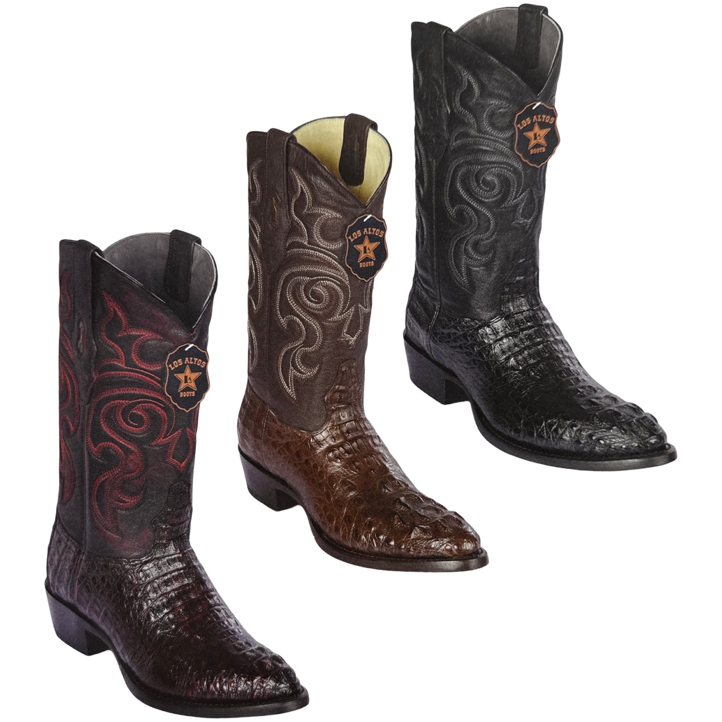 Los Altos Hornback Caiman Crocodile Round Toe Boots - Dudes Boutique