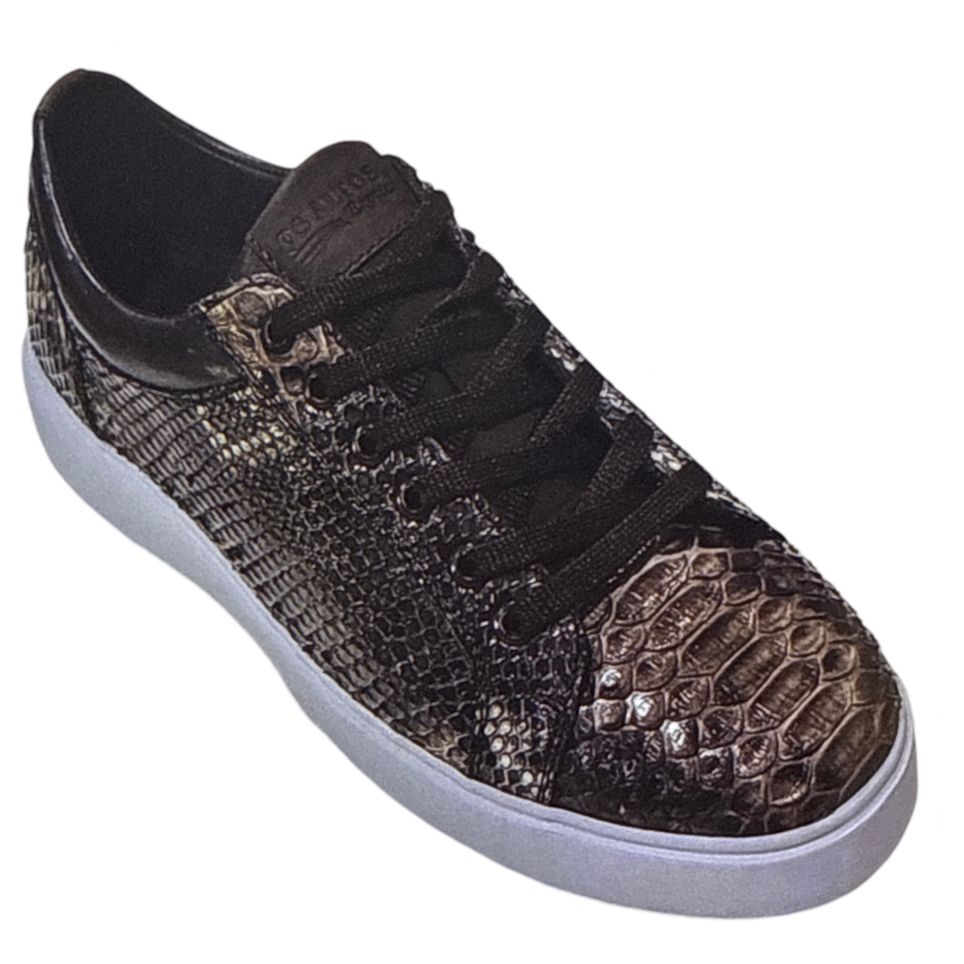 Los Altos Rustic Brown All Over Python Low Top Sneakers / White Sole - Dudes Boutique