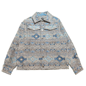 Prestige Blue Aztec Button Up Jacket - Dudes Boutique