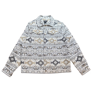 Prestige White / Gold Aztec Button Up Shirt - Dudes Boutique