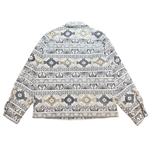 Prestige White / Gold Aztec Button Up Shirt - Dudes Boutique