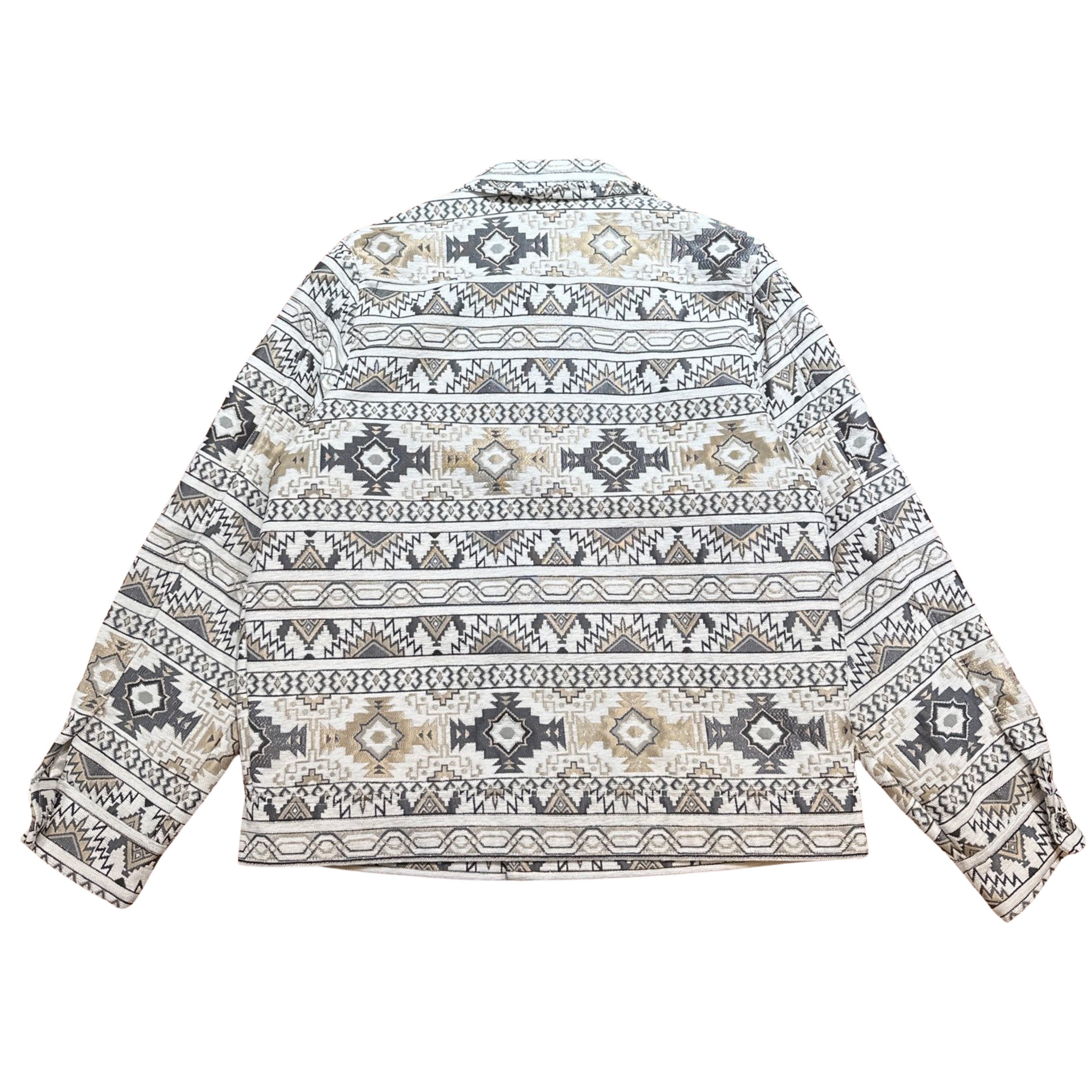 Prestige White / Gold Aztec Button Up Shirt - Dudes Boutique