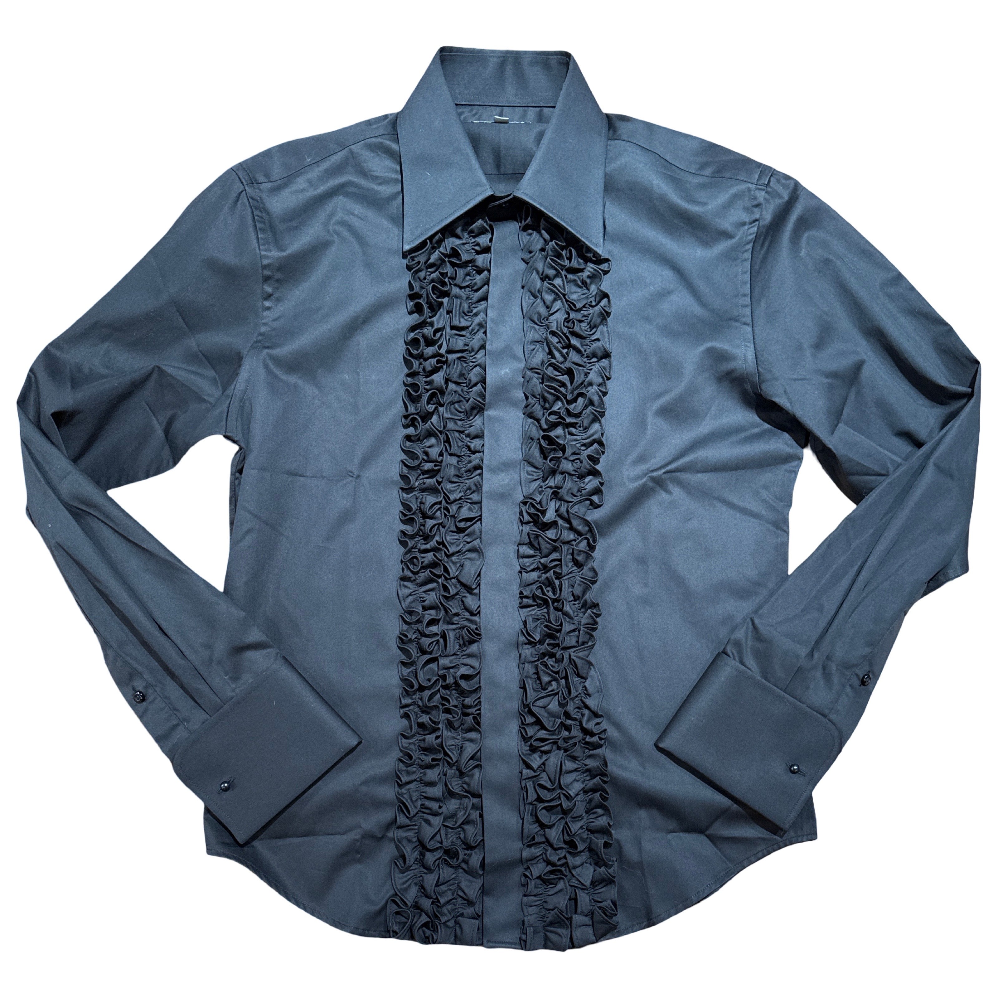 Angelino Black Ruffle Button Up Shirt