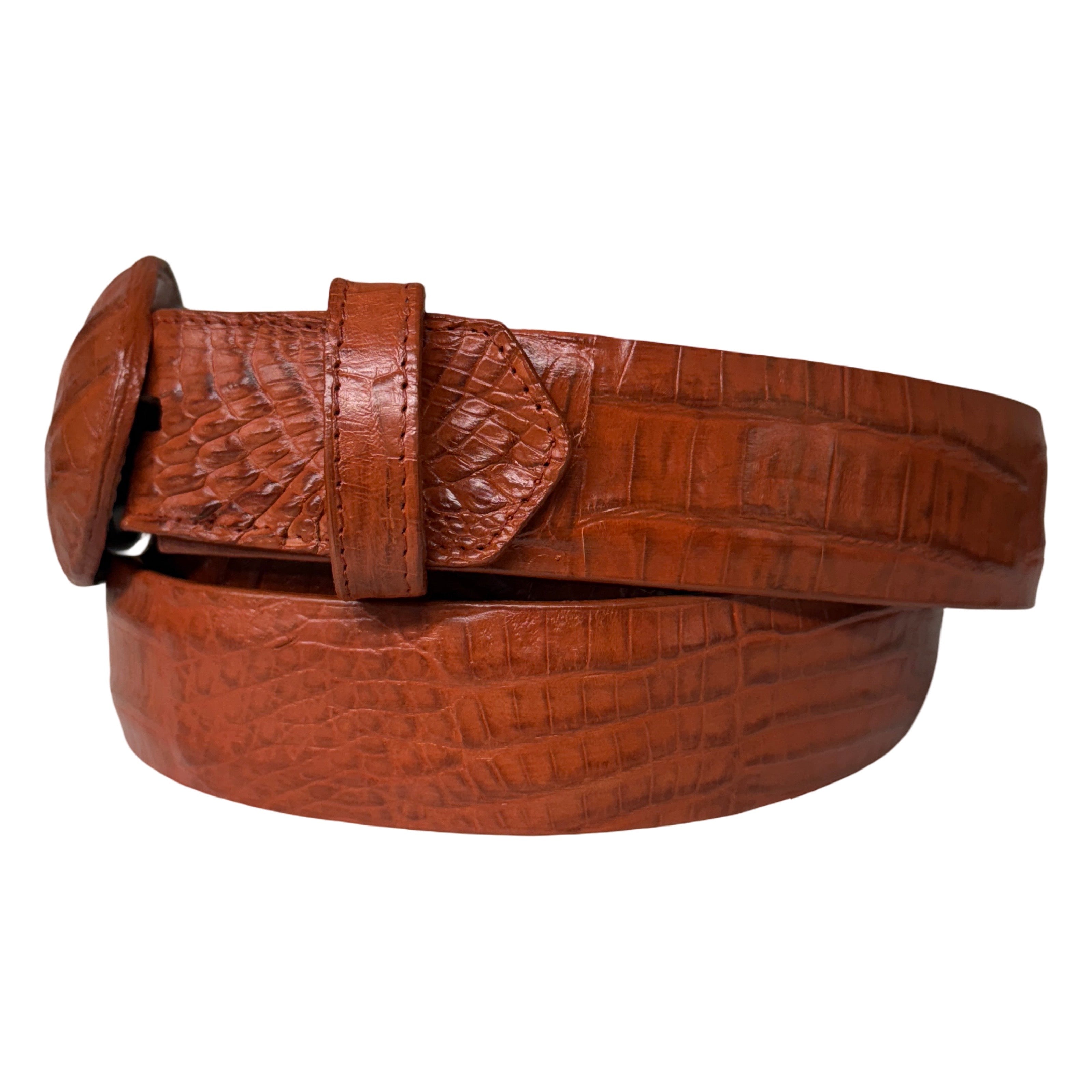 Los Altos Cognac Caiman Crocodile Belt