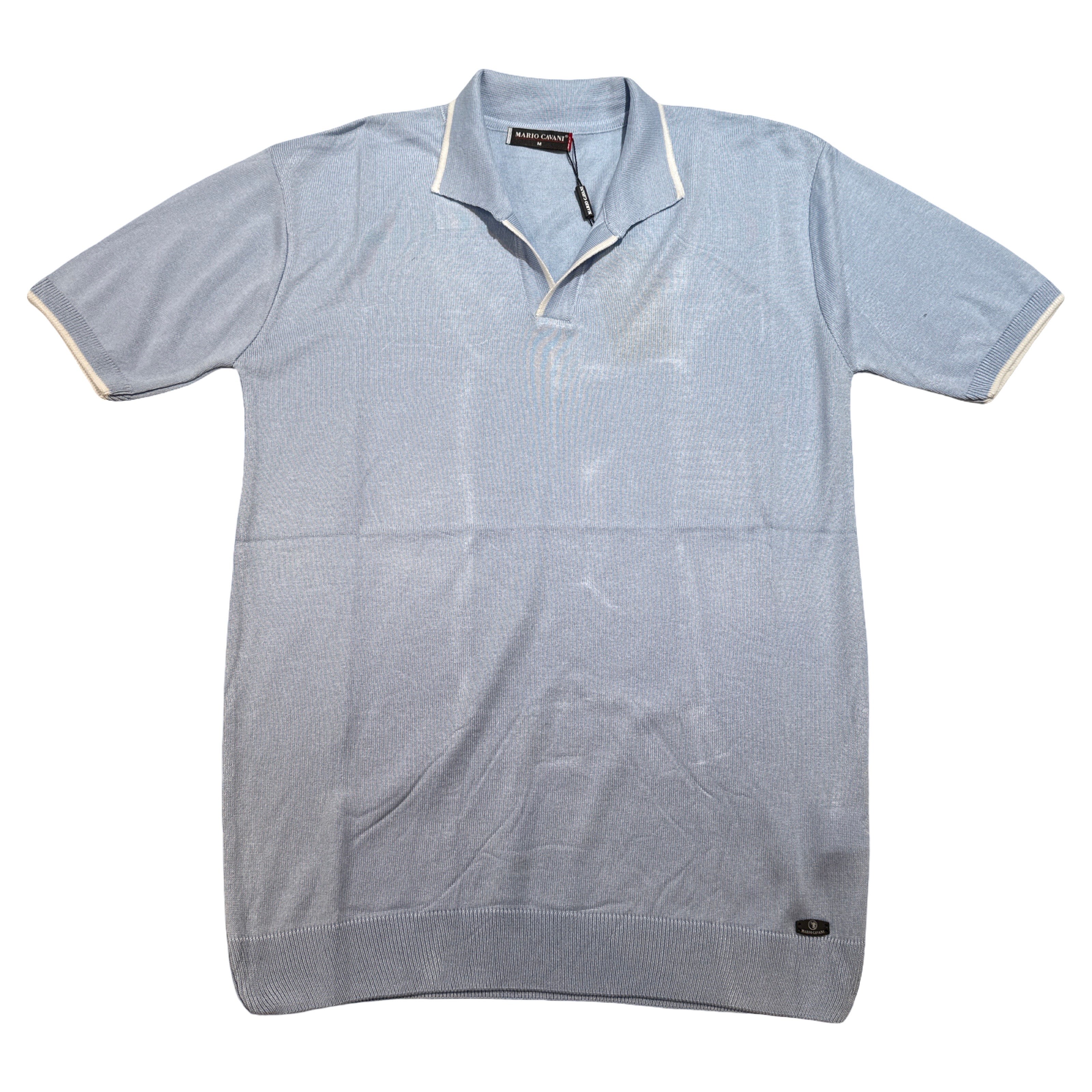 Mario Cavani Light Blue Knit Polo Shirt
