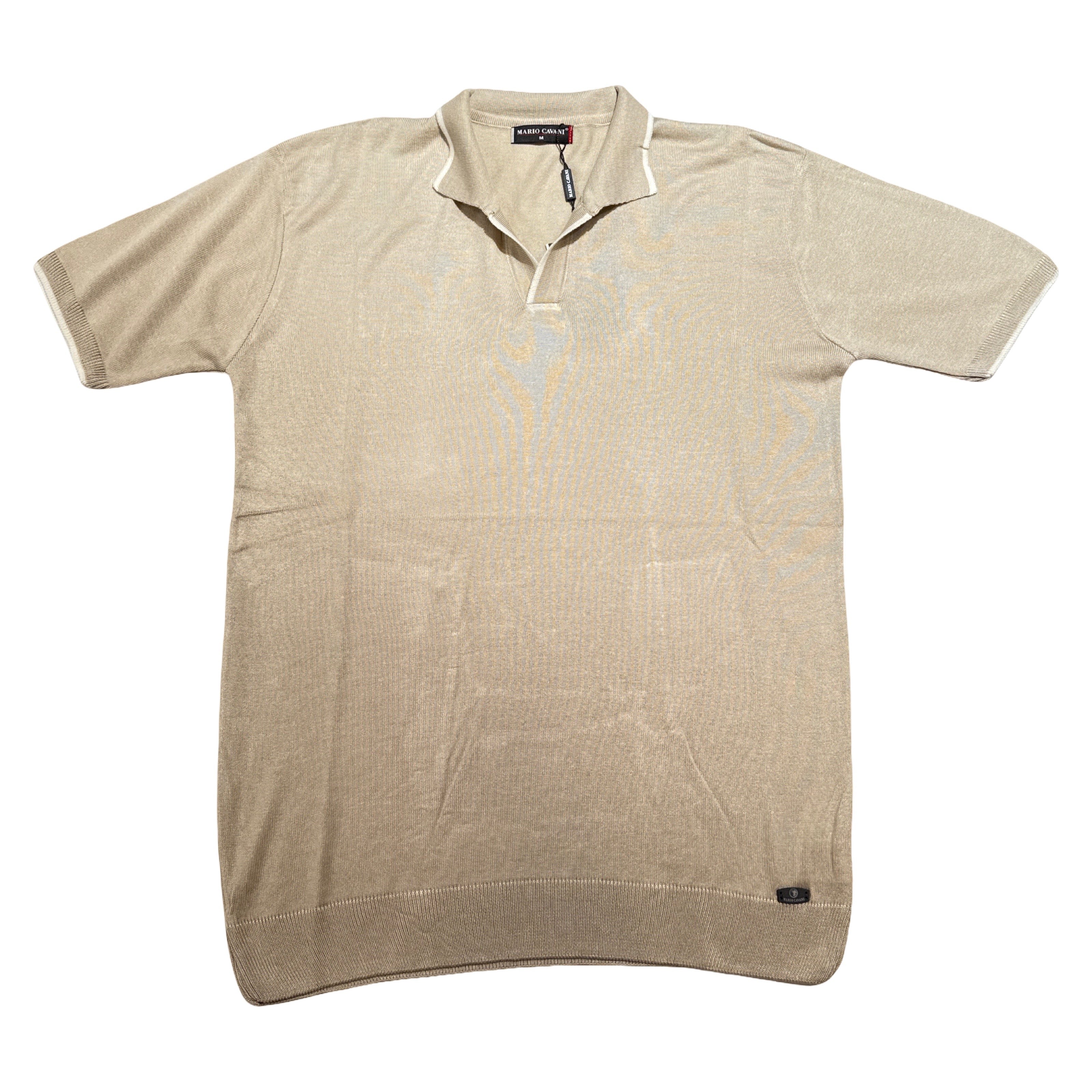 Mario Cavani Beige Knit Polo Shirt