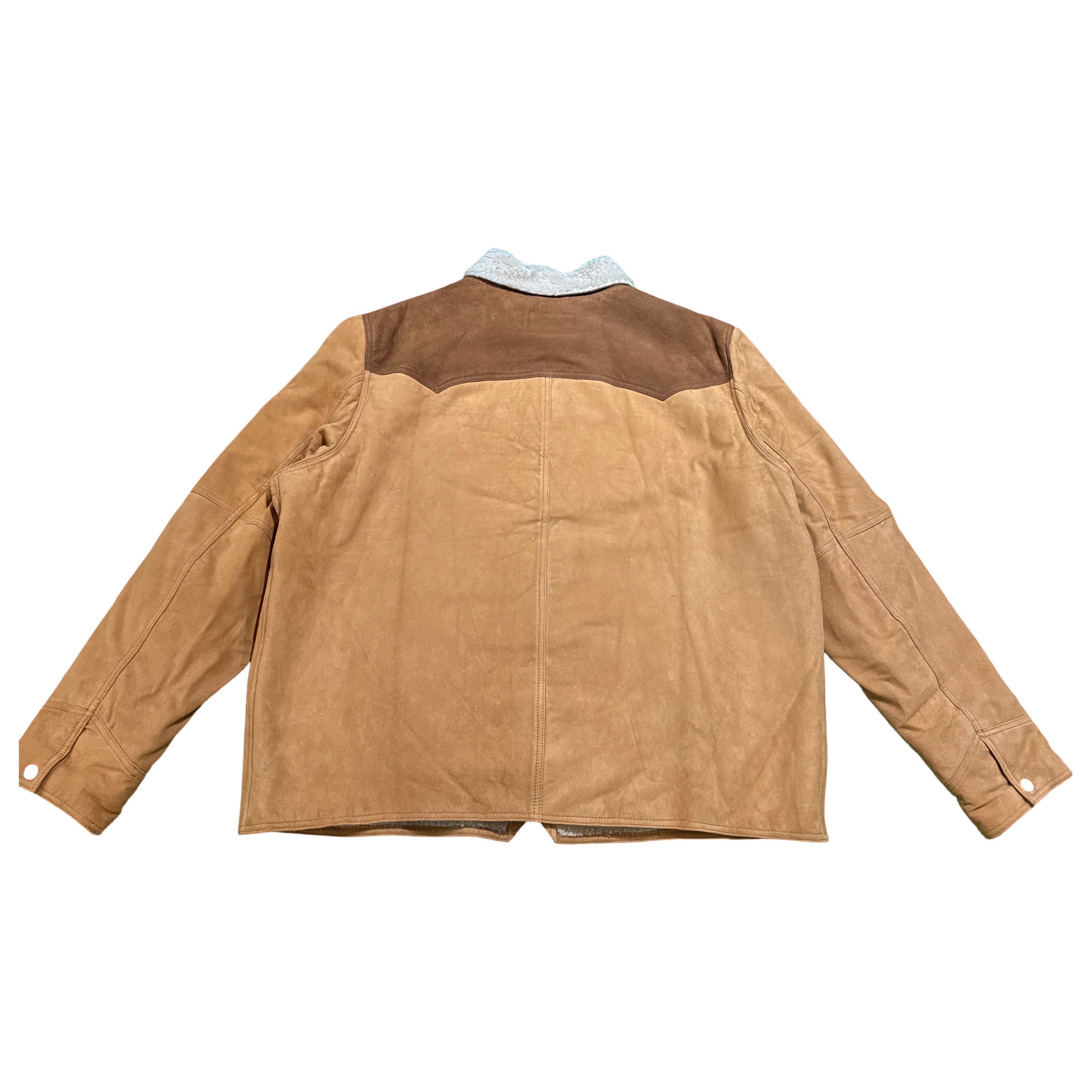 Scully Leather Mens Boar Suede Sherpa Fleece Jean Jacket Cafe Brown