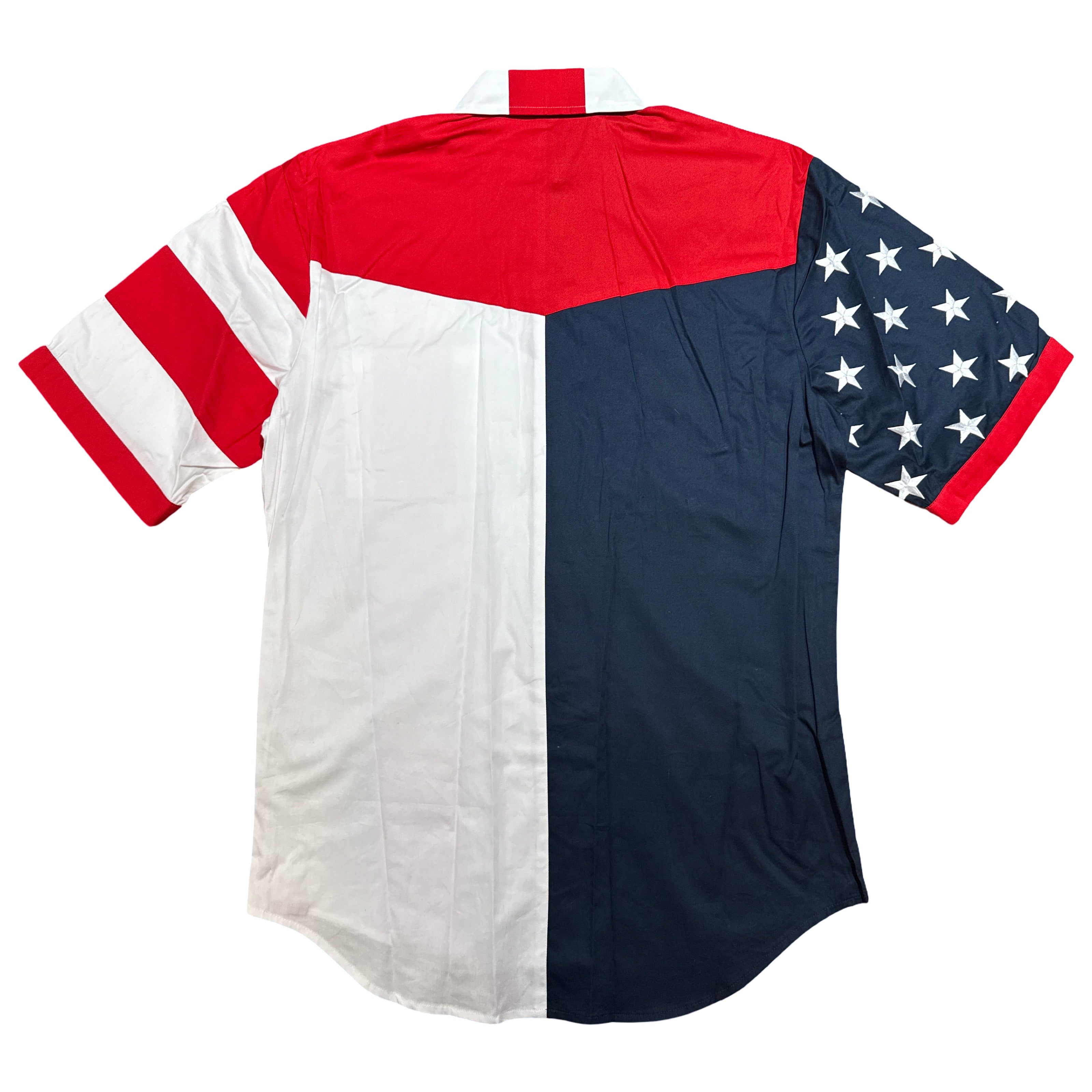 Scully American Flag Embroidered Western Short Sleeve Shirt