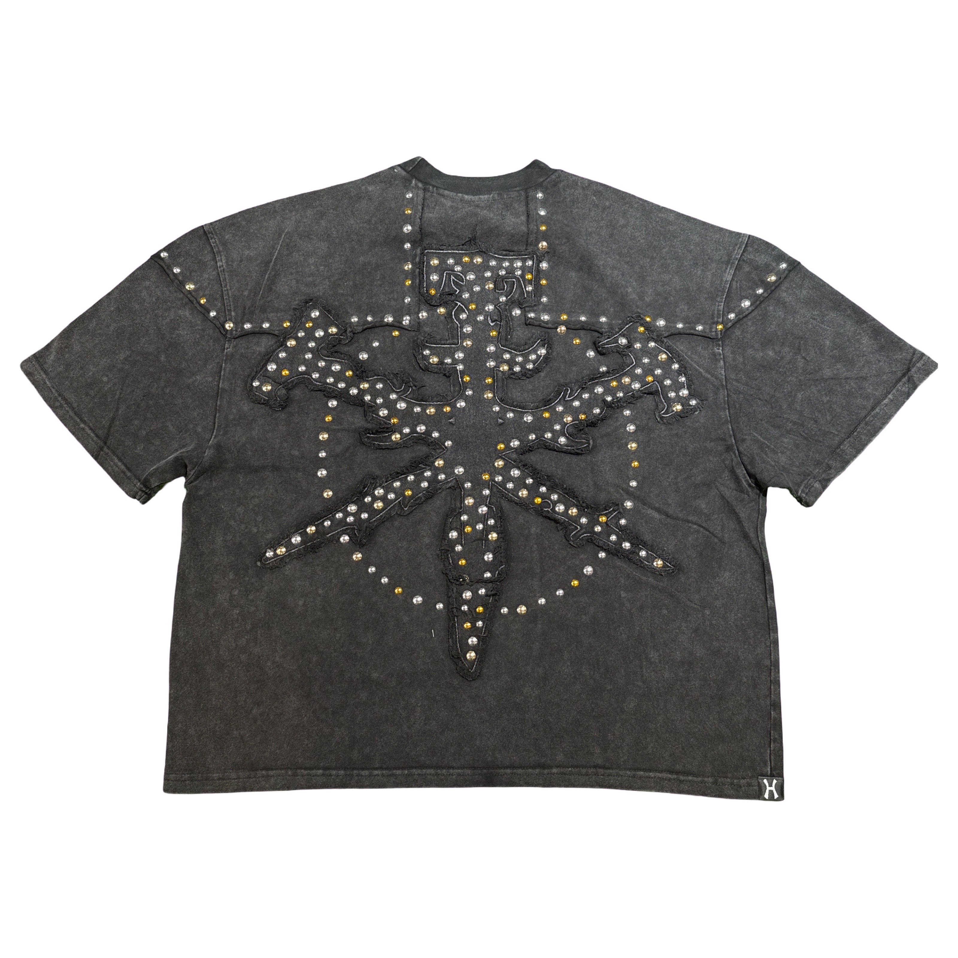 HUDSON Charcoal Studded Motif Crew Neck Tee