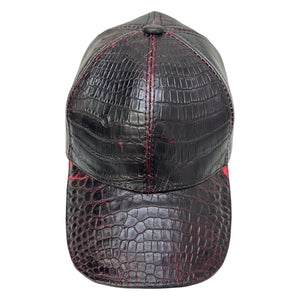 Kashani Black Cherry Alligator / Ostrich Quill Baseball Cap - Dudes Boutique