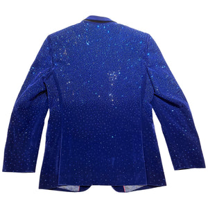 Barocco Royal Blue Crystal Velour Blazer - Dudes Boutique