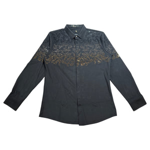 Barocco Silver / Gold Crystal Paisley Flame Button Up Shirt - Dudes Boutique
