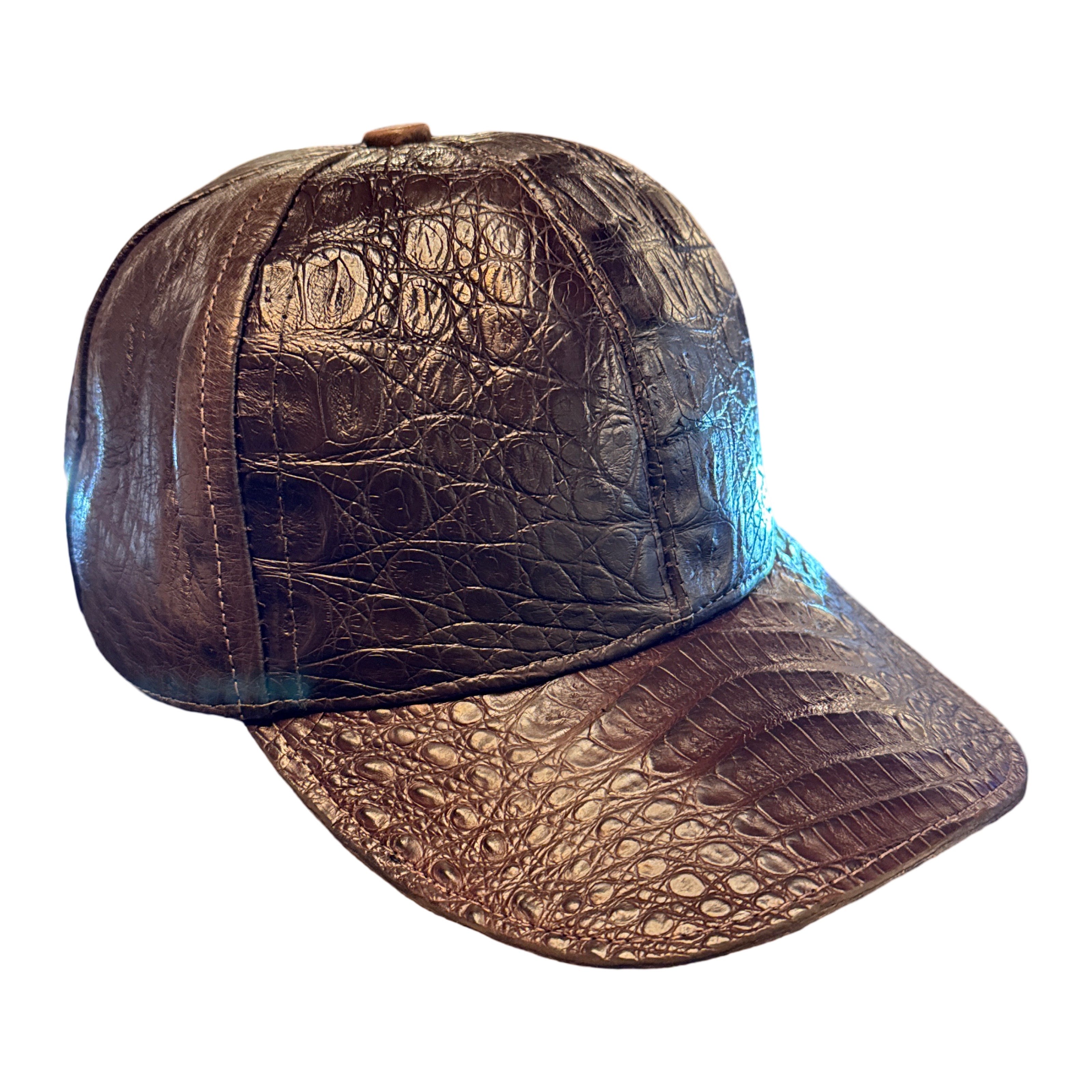 Kashani Chocolate Brown Alligator / Leather Strap-Back Hat