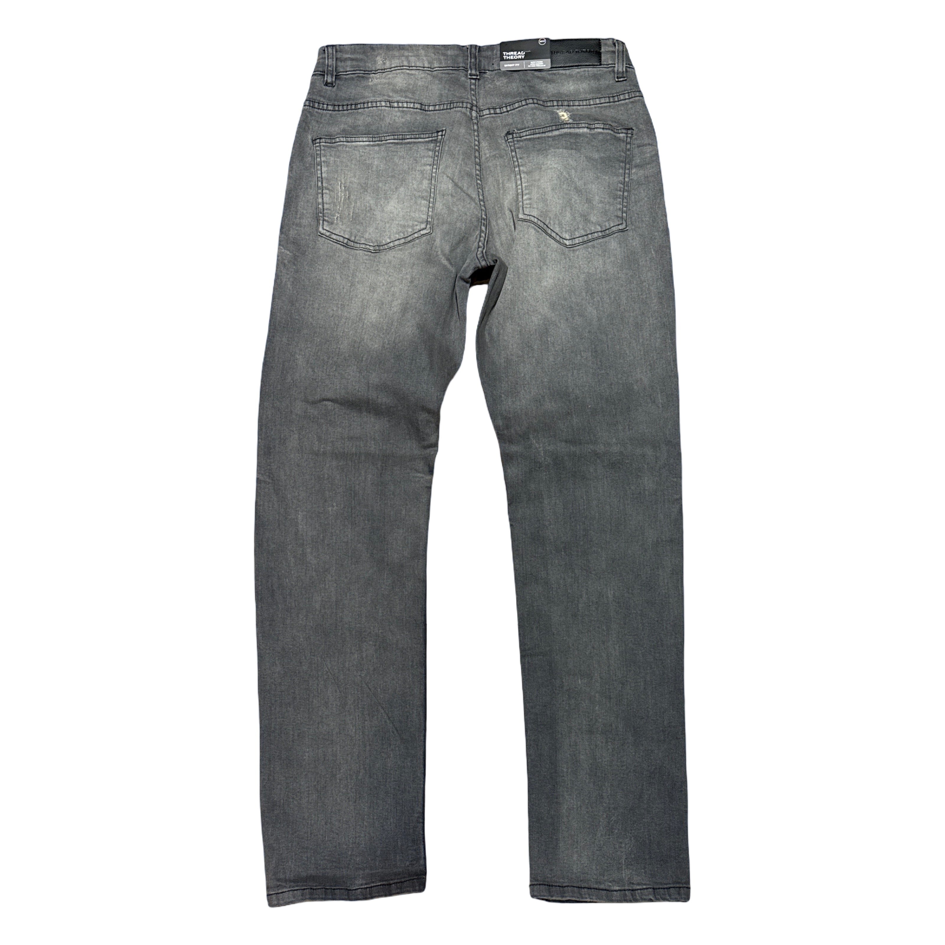 ThreadTheory Grey Ripped Denim Jeans