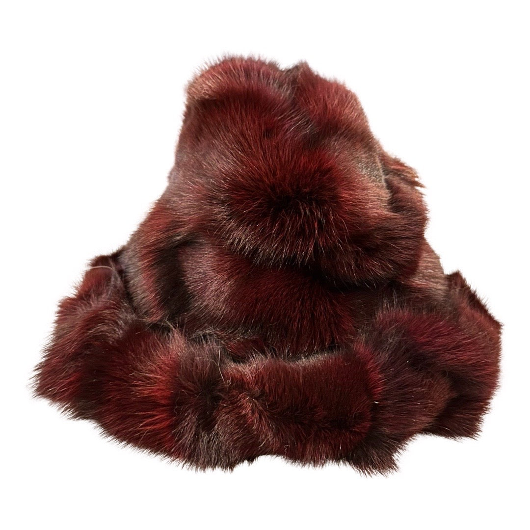 Kashani Men's Wine Red Fox Fur Top Hat - Dudes Boutique