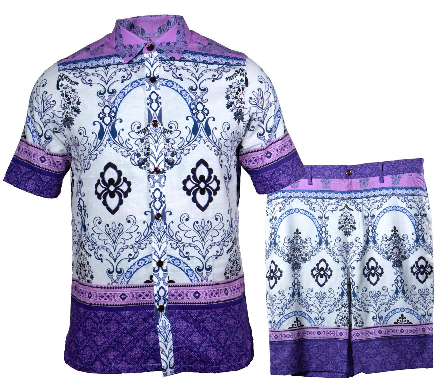 Prestige LIN-501 Lilac Linen Shirt & Short Set
