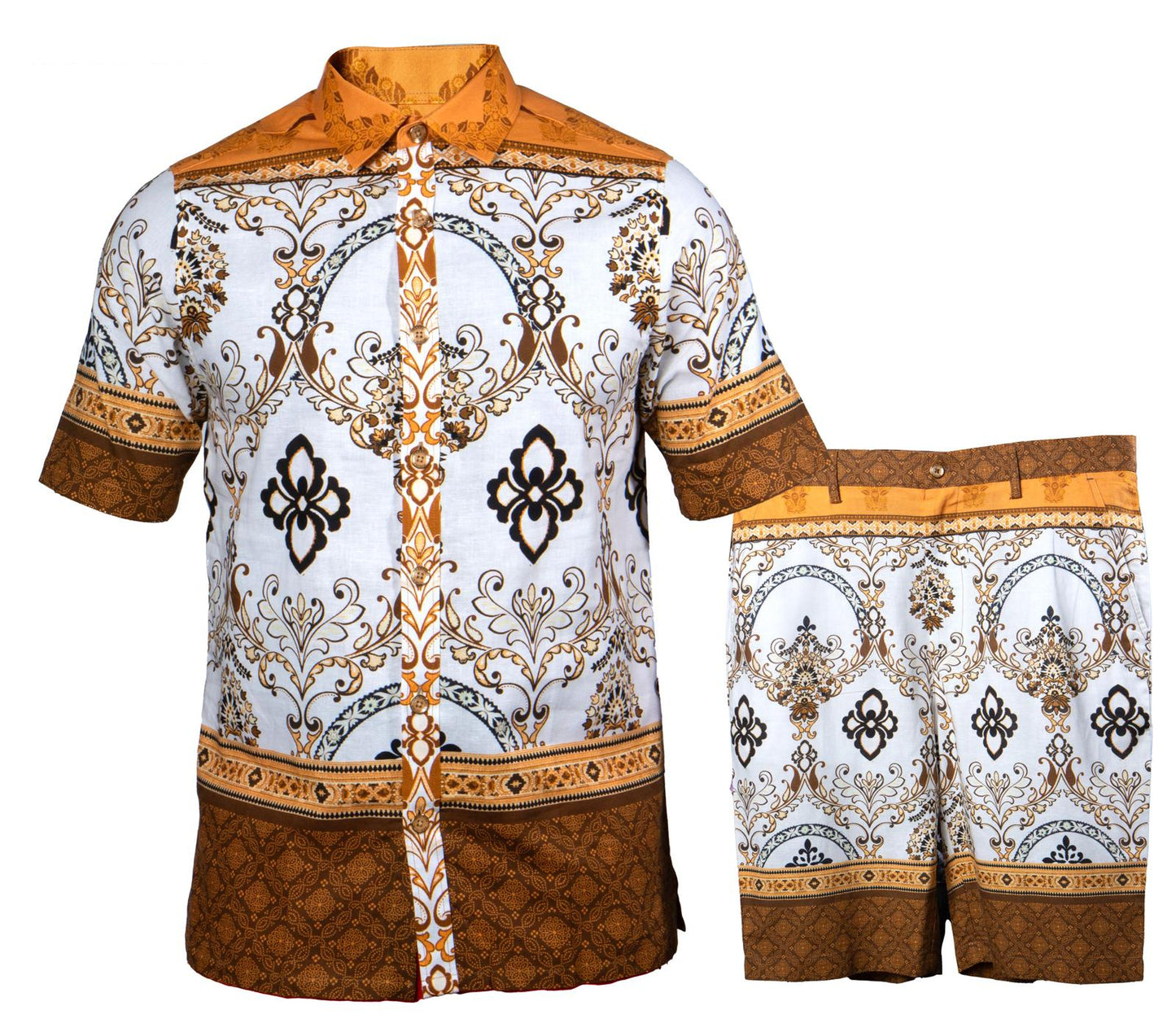 Prestige LIN-501 Gold Linen Shirt & Short Set