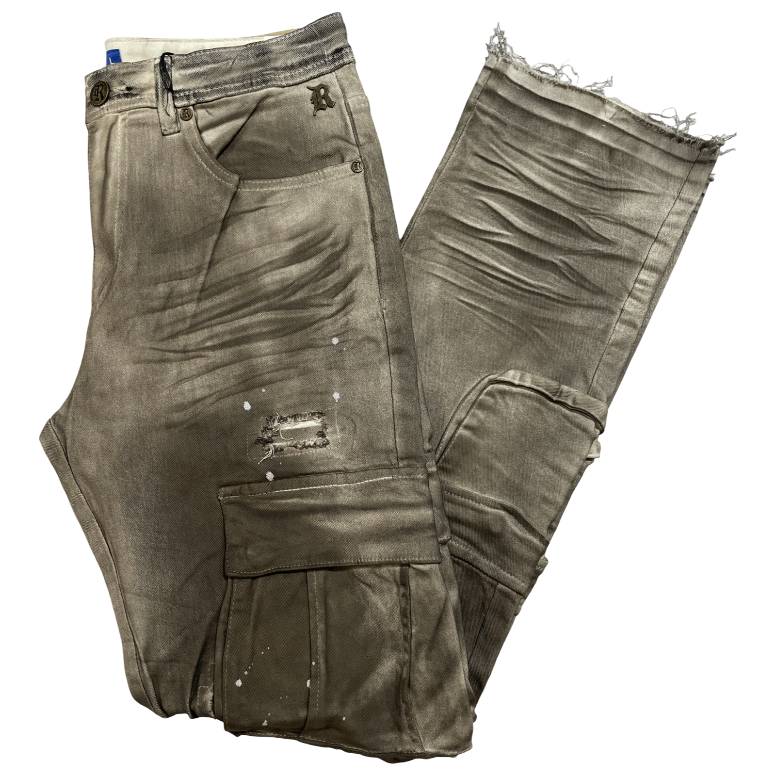 R3bel Denim Grey Mudwater Washed Cargo Jeans