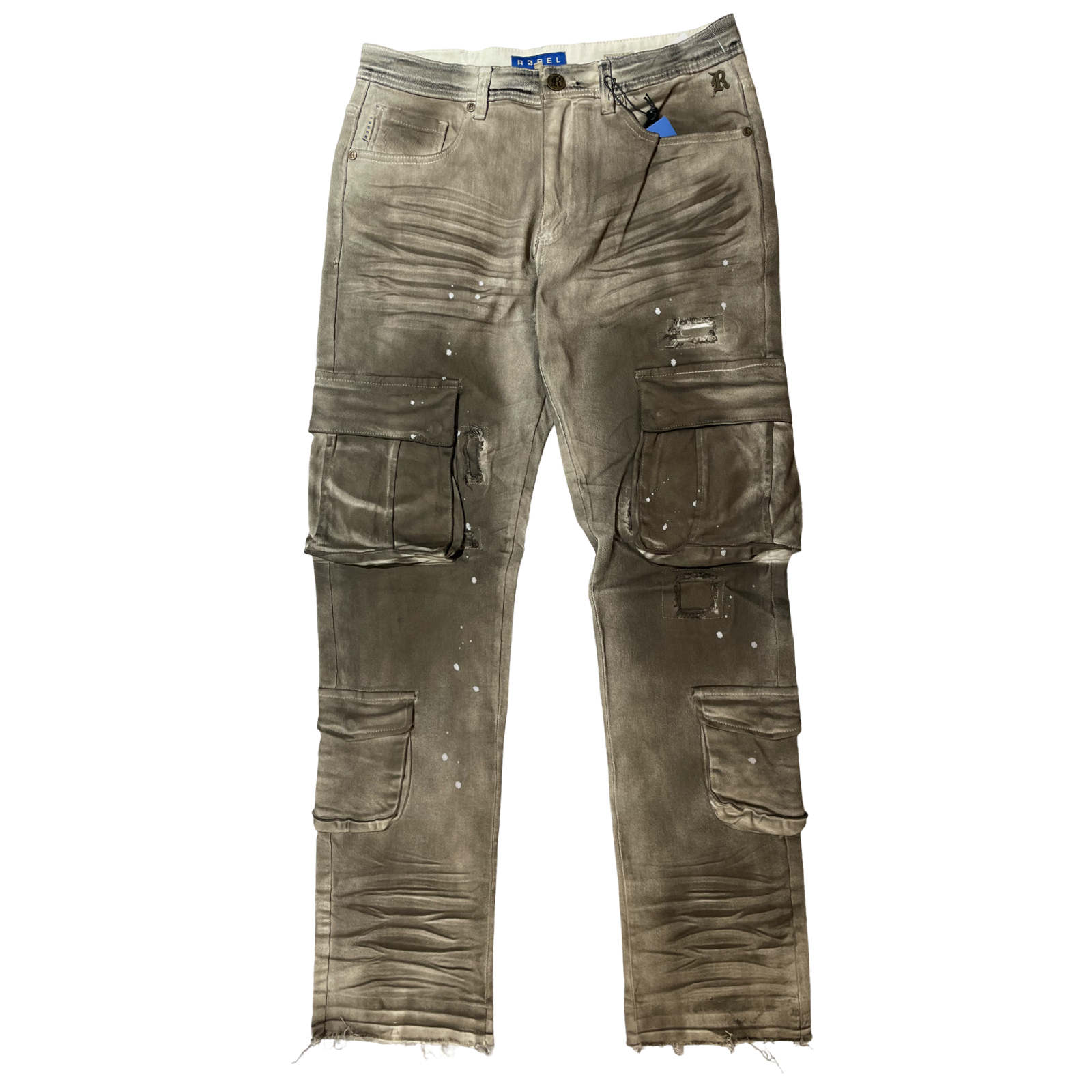 R3bel Denim Grey Mudwater Washed Cargo Jeans