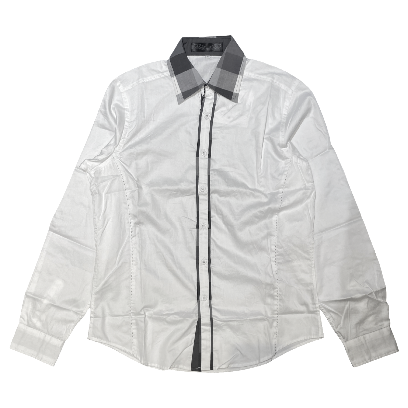 Leonelli White Black Flannel Lining Button Up Shirt