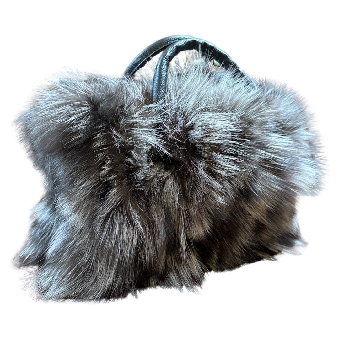Volare Ladies Silver Fox Fur Handbag - Dudes Boutique