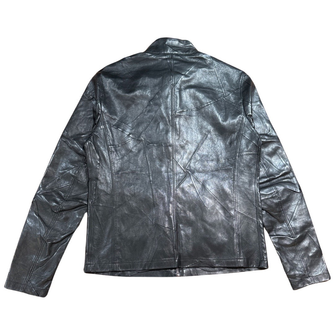 Barya NewYork Black Distressed Lambskin Biker Jacket - Dudes Boutique