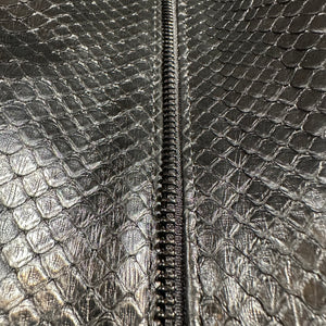 Kashani Black Python Detachable Fox Collar Bomber Jacket - Dudes Boutique