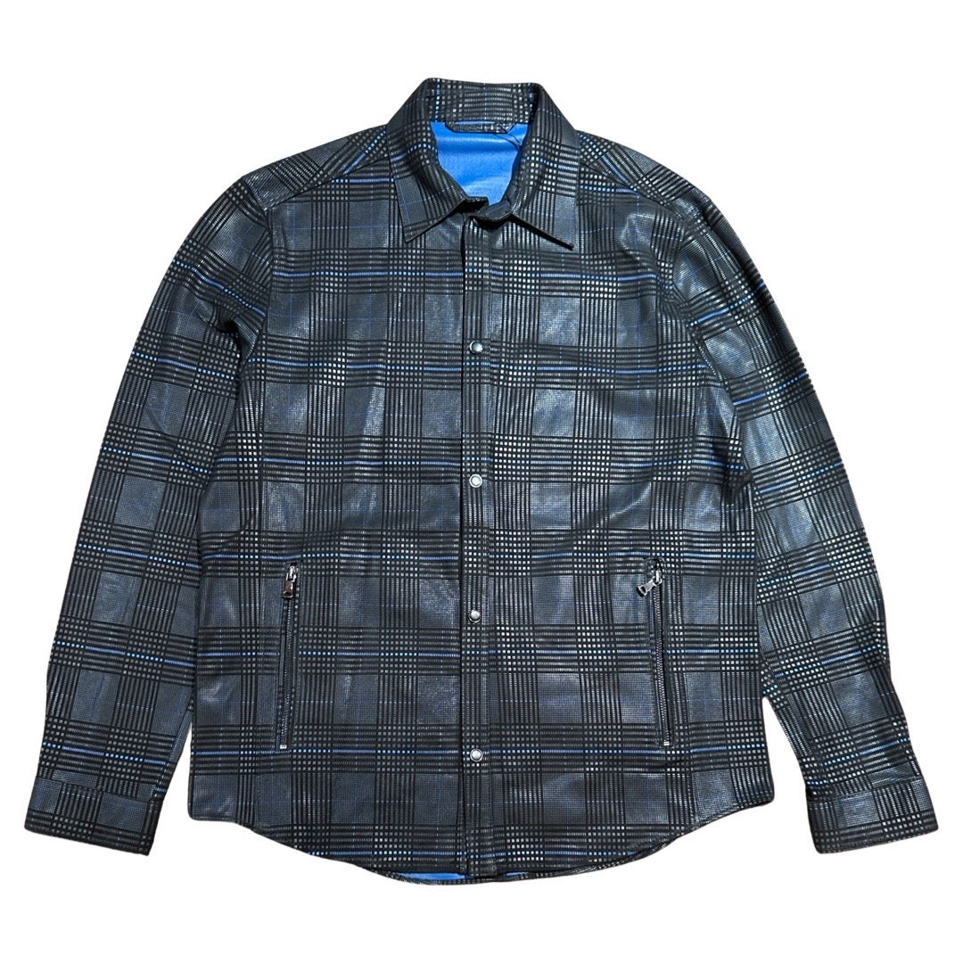 Barya NewYork Blue & Black Suede Lambskin Shirt - Dudes Boutique
