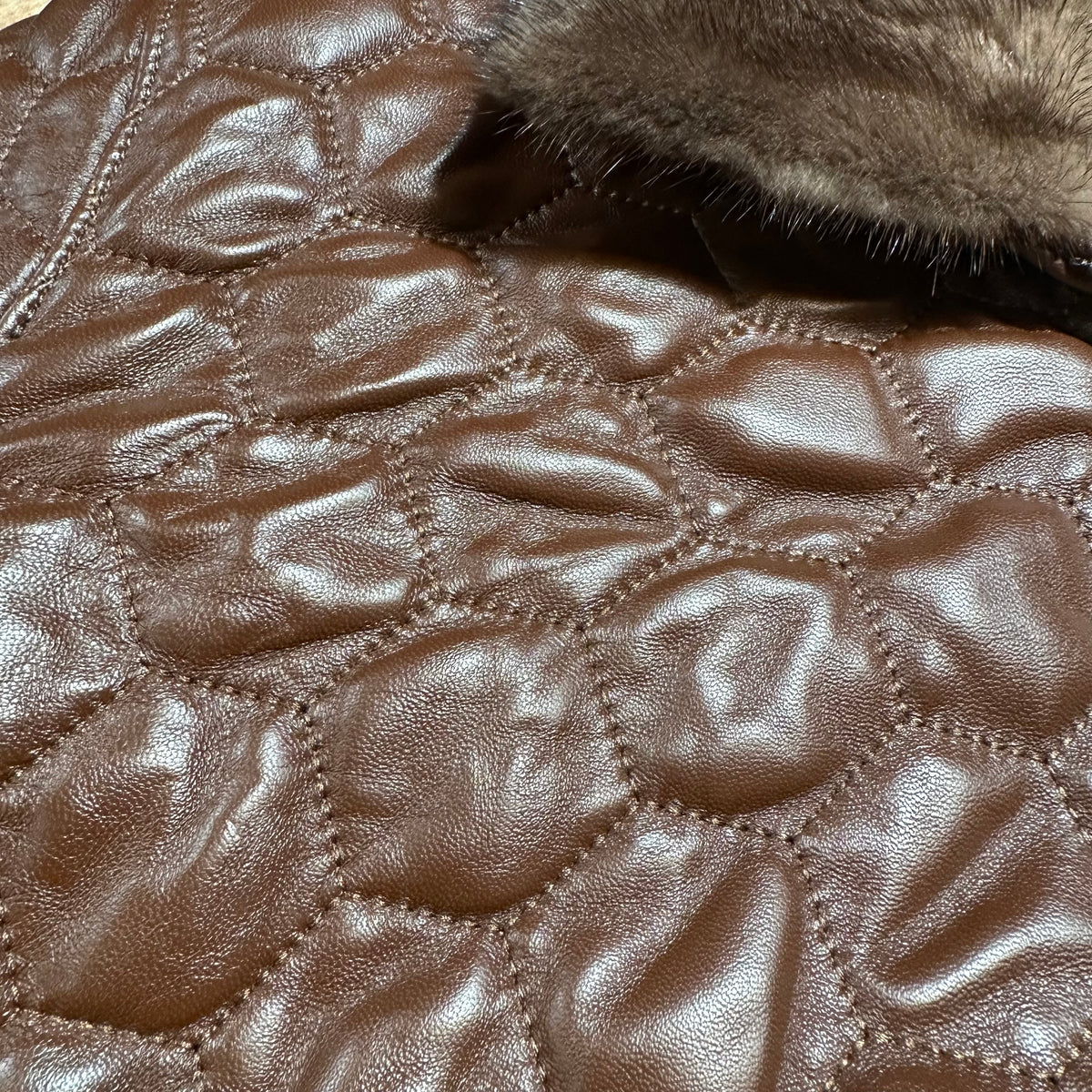Barya NewYork Chocolate Quilted Lambskin Detachable Mink Collar Jacket - Dudes Boutique