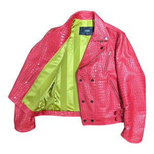 Kashani Men's Red Embossed Alligator Biker Jacket - Dudes Boutique