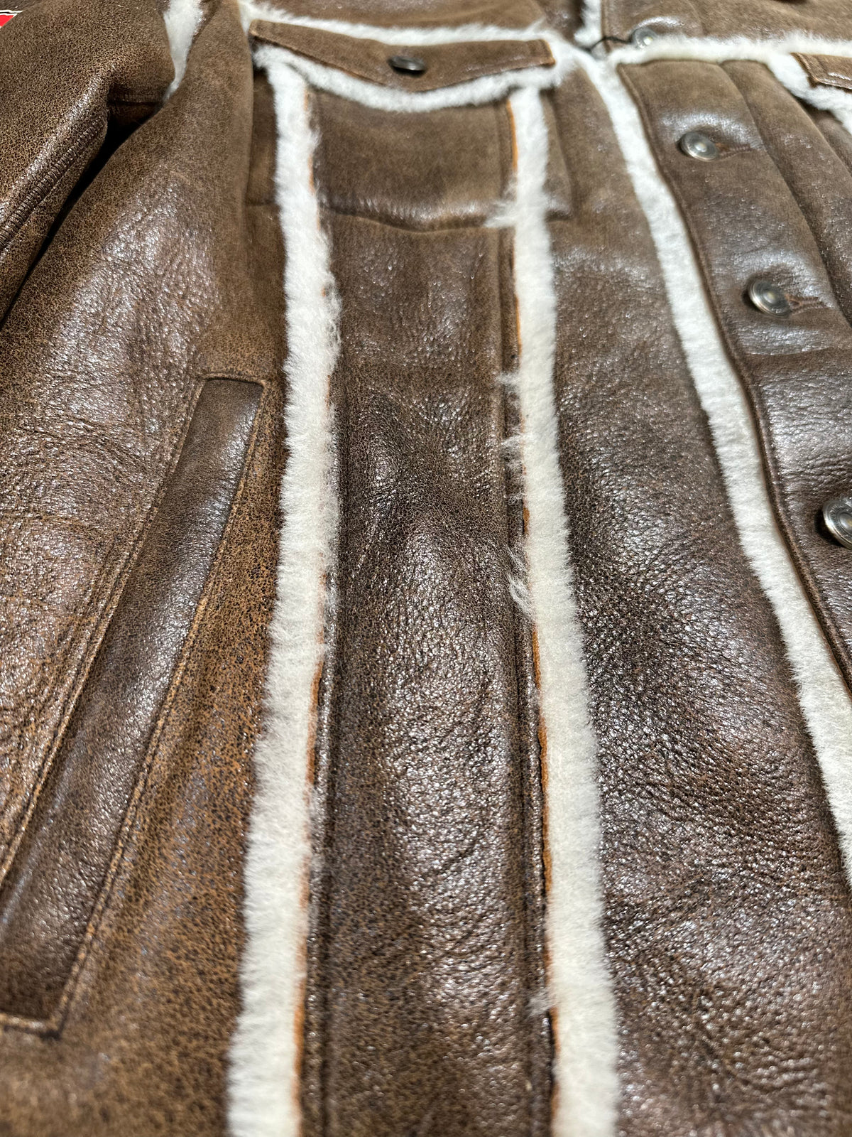 Goose Country Chocolate Distressed Mink Collar Shearling - Dudes Boutique