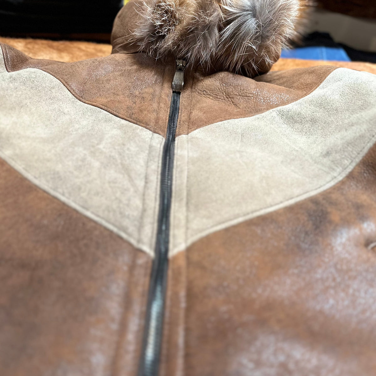 Kashani Two-Tone Brown Fox Hooded Shearling - Dudes Boutique