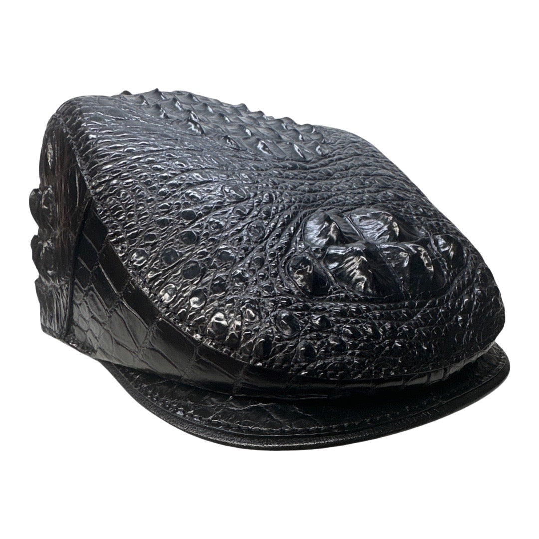 Kashani Black Hornback Alligator Herringbone Cap - Dudes Boutique