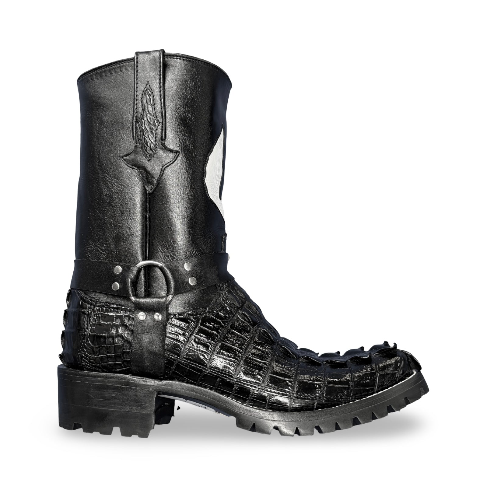 Safari Nile Crocodile Tail Harness Biker Boots