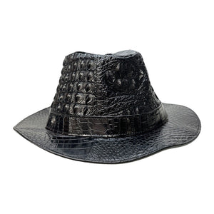 Kashani Black Hornback Alligator Fedora Hat - Dudes Boutique