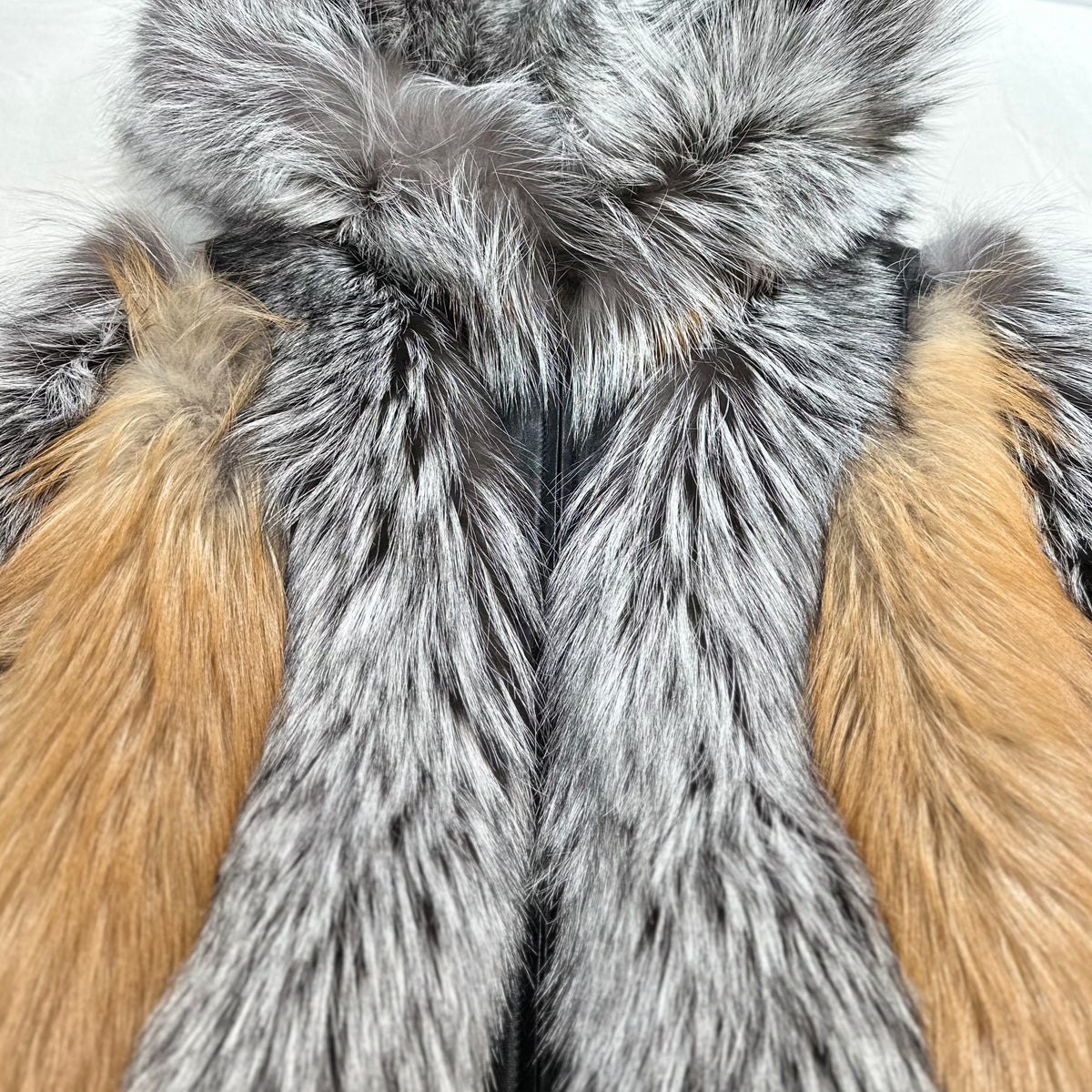 Kashani Ladies Silver/Red Fox Fur Hooded Coat - Dudes Boutique