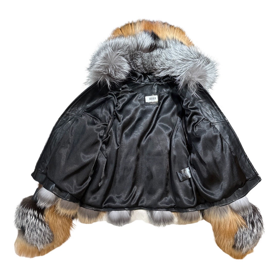 Kashani Ladies Silver/Red Fox Fur Hooded Coat - Dudes Boutique