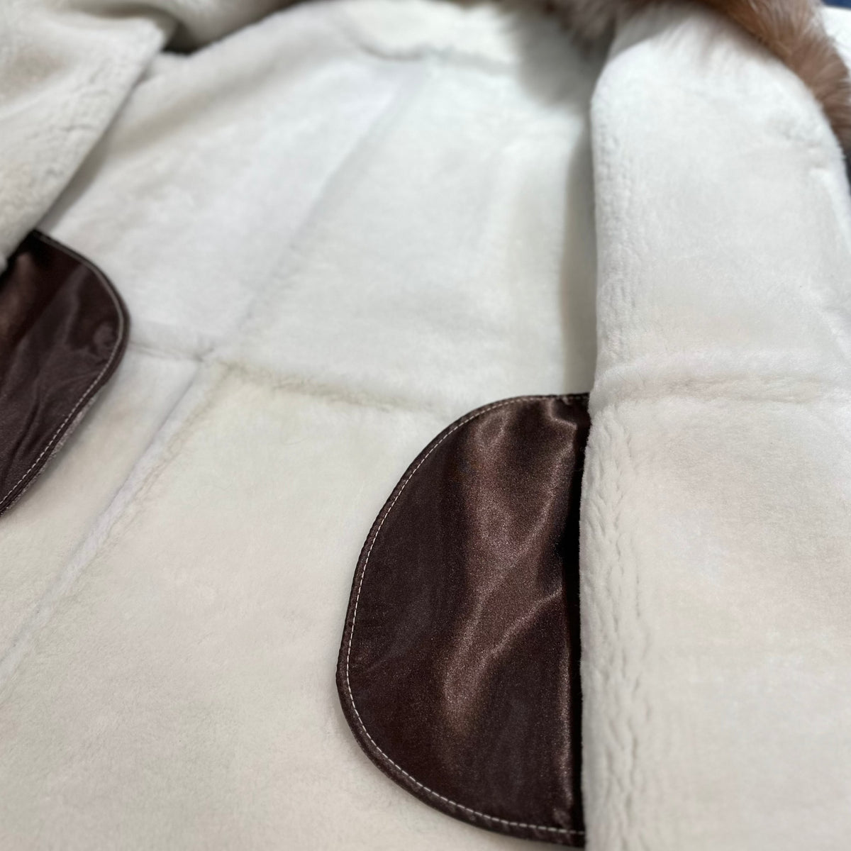 Kashani Men's Silver Fox Fur Full Length Shearling Trench Coat - Dudes Boutique